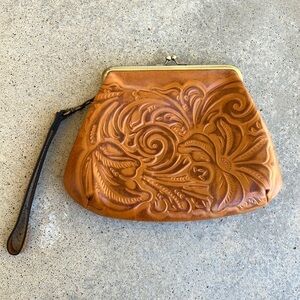 Patricia Nash Tooled Leather Kiss Lock Wristlet